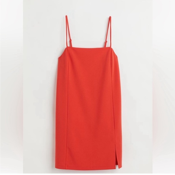 Red Square Neck Spaghetti Strap Shift Dress by H&M - Picture 1 of 3